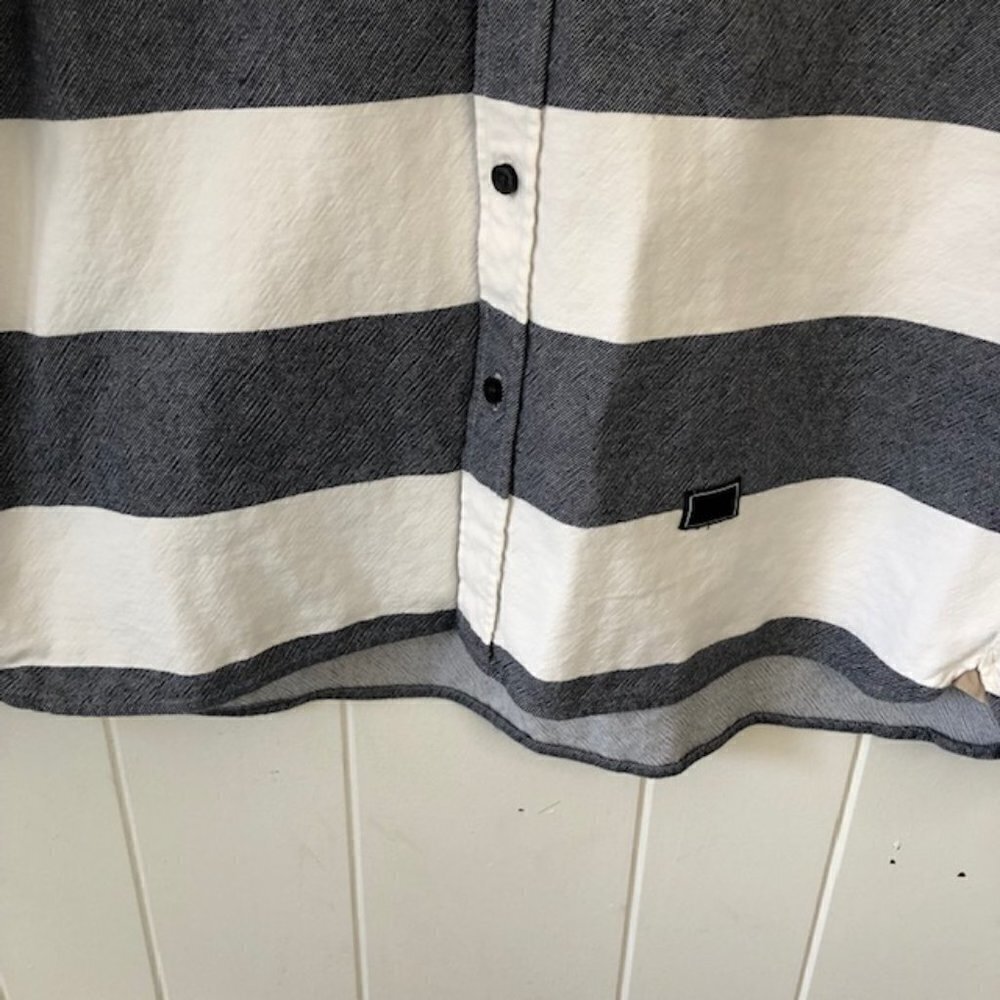 Blank Label Preppy Nautical Button Up Striped Shirt with Front Pockets - Picture 7 of 12